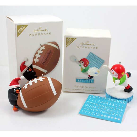 Hallmark Christmas Ornaments Lot w/Boxes 1989-2012 Football Angels Dad Santa - Picture 4 of 12